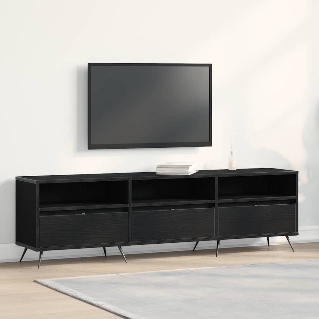 TV Cabinet Black oak 150 x 30 x 44.5 cm Engineered wood